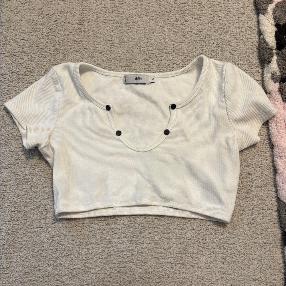 Adika White Scoop Neck Crop Top